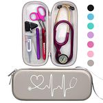 BOVKE Stethoscope Carrying Case for 3M Littmann Classic III, Lightweight II S.E, MDF Acoustica Deluxe Stethoscope, Mesh Pocket for Pen Light, Reflex Hammer and More Nurse Accessories, Grey