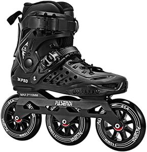 PASENDI Professional 3X110Mm Wheels Inline Skates,Outdoor Fitness Single Row Inline Skates for Adult Women Men, 3Dw Speed Inline Skates Black (US Men 9.5/Women 10.5/28.5CM, Black)