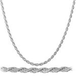 Real 925 Rhodium Plated Sterling Silver 2mm Rope Chain Necklace - All Lengths Available (20 Inches)