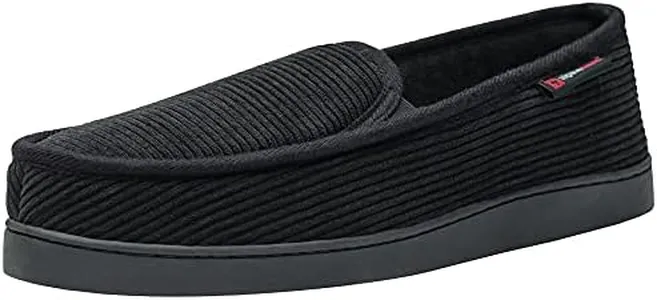 Alpine Swiss Steve Mens Wide Moccasin Slippers Memory Foam Slip On Indoor House Shoes Black 14 W US