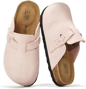 Project Cloud Clogs for Kids - Genuine Leather Kids Clogs with Cork Footbed Arch Support - Non-Slip Slippers & Sandals for Boys & Girls Footwear (Little Benton, LTPKSUEDE, 12)