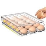 lazywoodpecker Egg Storage for Fridge, Auto Rolling Eggs Fridge Organizers with Lids, Fridge Storage Organizer for Kitchen (1 Layer)