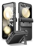 i-Blason Journey for Samsung Galaxy Z Flip 6 Case with Stand [Built-in Screen Protector] [Hinge Protection] Full-Body Rugged Shockproof Protective Phone Case for Z Flip 6 / Z Flip 5, Black