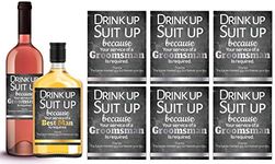 Suit Up Groomsmen Proposal Gold and Silver Foil Stamped Bottle Stickers - 1 Best Man Label and 6 Groomsmen Labels, Will You Be My Groomsman Proposal Gift Set, Waterproof (7 Piece)