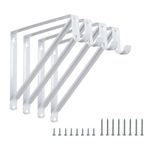 HOME MASTER HARDWARE Heavy Duty Closet Rod Brackets 4 Pack, Wall Mounted Closet Shelf & Rod Bracket, 11 x 9.5 in Shelves Support Brace with Hook, White with Screws, HOME MASTER HARDWARE