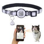 Cat Collar with Pet ID Tag,Breakaway Cat Collar QR Code Tag,Personalized Cat Collar, Cute Kitty Collar with Bells,Pet Online Profile-Scan QR Receive Instant Pet Location Alert Email (Black)