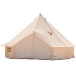 DANCHEL OUTDOOR B5 PRO I Canvas Bell Tents w/ 2 Stove Jacks for 4 Season Family Winter Camping, Waterproof Luxury Glamping Yurts Tent 100% Cotton Canvas Winter 4 Person,13ft/4M