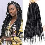 Havana Twist Crochet Hair 6 Packs 18 Inch Crochet Braids Senegalese Twist Crochet Braiding Hair Pre Looped Soft Synthetic Braiding Hair Extensions (18 Inch, 1B)