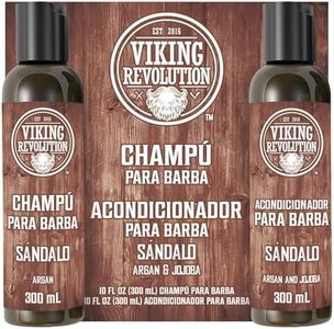Viking Revolution Juego Champú y Acondicionador Para Barba con Aceites de Argán y Jojoba - Champú Barba de Hombre que Suaviza y Fortalece - Aroma Natural de Sándalo - 2 x 300 ml