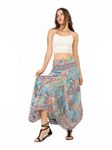 KE KANHA EXPORTS Women's Maxi Wraparound Lehanga Style Full Flared Printed Skirts for Women's/Girls/Ladies Skirt Wrap Around Women’s Free Size Long Women/Girls/Ladies (Turquoise Green 1418)