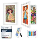 Ciscle Kids Art Frames, 2 Pack A4 Fillable Front Opening Photo Frames, Display Frames for Kids Artwork for 150 Pictures, Ideal for Children's Drawings, Kids Art Projects, School, Home or Office(White)