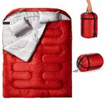 Double Sleeping Bag, Extra Large 3-4 Season Lightweight,Waterproof Indoor & Outdoor Use for Adults & Kids, Premium Sleeping bag for Hiking, Backpacking and Camping (Red)