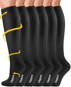 CAMBIVO Compression Socks for Men and Women 3 Pairs, 20-30 mmHg Flight Socks Stockings for Ankle/Calf Support, Running, Flying, Pregnancy & Maternity, Airplane Travel Essentials (Black, L-XL)
