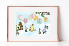 Cute Winnie the pooh Nursery Print - Personalised Wall Art - Daughter Son Granddaughter Grandson