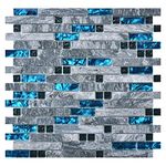 Art3d grout Decorative Tile, Blue/Gray, Glass, for Kitchen Backsplash or Bathroom Backsplash (5 Pack)