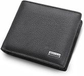 Mens Genuine Leather Wallet Cowhide Coin Purse Zipper Coin Pocket Purse Wallet Multiple Card Slots New AU (Black)