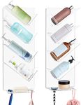 JC-Houser 2 Pack Clear Shower Caddy Bathroom Organiser, Rust Proof Acrylic Shower Shelves Organiser, Wall Mounted Shampoo and Conditioner Organiser Rack & Storage No Drilling