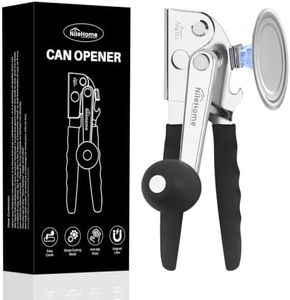 NileHome Commercial Can Opener, Heavy Duty Stainless Steel Manual Can Opener with Extra-Long Handles, Ideal for Large Cans and Senior-Friendly Design, Black
