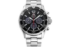 Orient Solar Quartz 200m Diver Style Watch with Chronograph and Sapphire Crystal, Black, Modern