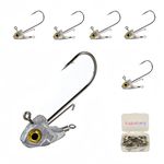 RuiJiaXiang 9g 6pcs Fish head shape jig head hooks to prevent falling off Swivel can be fitted with hooks and Buzz Bait Soft bait can be installed Freshwater seawater universal a gift for anglers