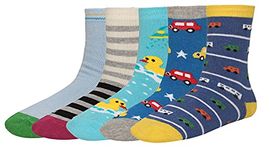 CREATURE Girls And Boys Printed Multicolored Cotton Socks CRE-KIDS-P5-119 (5-6 YEARS)