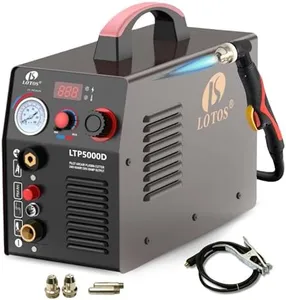 LOTOS LTP5000D Plasma Cutter, 2024 Upgraded 5/8" 16mm Clean Cut 3/4" 20mm Severance Cut 50A Non-Touch Pilot Arc Plasma Metal Cutter Machine, Plasma Cutting Equipment, Dual Voltage 120V or 240V, Brown