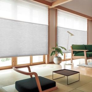 ZSHINE Motorized Day and Night Cellular Shades Full Blackout Fabric Window Shades for Home, Office, Hotel, Club, Restaurant Custom Made Size (White)