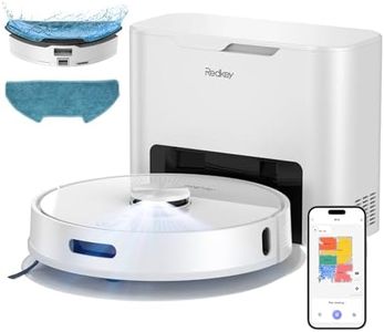 Redkey R10 Aspirateur Robot avec Station de Vidange, Fonction Lavage Auto-Nettoyant 90 Jours, Réservoir d'eau 350 ML, 4000 Pa, Navigation LDS pour Tapis, Poils d'animaux et Sols Durs