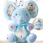 Baby Blue Peek A Boo Elephant Plush Stuffed Singing Elephant, Repeat What You Say, Musical for Toddler with Moving Ear, Singing Talking Stuffed Animal Baby Toy for Boy Girl