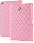 Topwin iPad 9th/8th/7th Gen Case Crown Bling Diamond Cute Elegant PU Leather Smart Auto Sleep/Wake Stand Shockproof Case for Apple iPad 10.2 2021/2020/2019 (Pink)