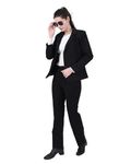 RAJO Casual and Formal Coat and Trouser Co-ord Set for Women Cotton Blend Lycra Febric Regular Fit Stylish Two Piece Suit for Women's (XXL, Black)