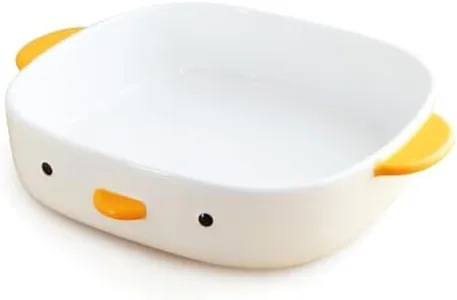 PURROOM Cute Duck Baking Dish, Ceramic Casserole Square Dish, Porcelain Pie Pan, 9x9 in Medium Baking Pan with Handles, Oven Safe & Durable Bakeware for Lasagna.