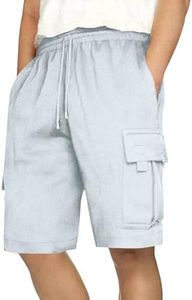 Mens Cargo Sweat Shorts Summer 2025 Casual Drawstring Elastic Waist Athletic Workout Gym Jogger Shorts with Pockets