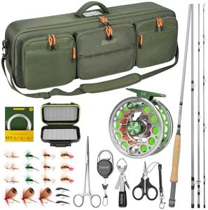 QualyQualy Fly Fishing Rod and Reel Combo Starter Kit,Fly Rod Carrier Bag Fits 4 Piece Lightweight Travel Fly Rod with CNC-Machined Reel 5/6, Fly Fishing Flies & Tools