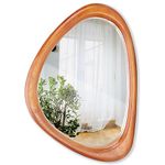 MAGFLERUM Irregular Wall Mirror, 15 * 10 inch Asymmetrical Wood Mirrors, Small Wall Mirror, Hanging Vertically and Horizontally. Mirrors for Wall Decor (Red Walnut)