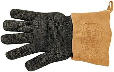 Proud Grill HeatShield BBQ Glove - Built with Kevlar® Protective Heat Proof Fibers. Ideal Heat Glove for Grill with Long Split Leather Cuff. Certified Heat Resistant Grill Glove/BBQ Mitt.
