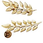 Sttiafay Suit Collar Pin Double Gold Leaves Sweater Brooch Pin Shirt Collar Decoration Jewelry for Women and Men (Gold)