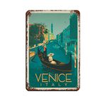 AZOLID Funny Metal Tin Signs Italy Venice Vintage Signs Home Kitchen Rustic Travel Metal Signs Wall Art Decor 30x20CM