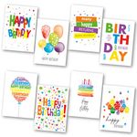 Absolutely Yours Birthday Cards Multipack of 32. Each Birthday Card box includes 8 Colourful Happy Birthday Card Designs. Blank Inside. Bulk Birthday Cards and Envelopes