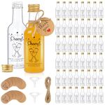 Fayavoo 50 Pack Miniature Alcohol Bottles, 50ml Resuable Small Plastic Bottles with Lids, Mini Empty Shot Bottles with Gold Screw Caps and Liquid Funnel, Mini juice shot bottles for Weddings, Parties