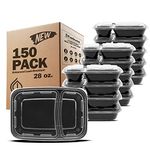 Freshware Meal Prep Containers [150 Pack] 2 Compartment with Lids, Food Storage Containers, Bento Box, BPA Free, Stackable, Microwave/Dishwasher/Freezer Safe (28 oz)
