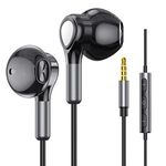 Headphones Wired In-Ear Wired Earphones Earbuds, Half in Ear Headphones 3.5mm Jack Wired Headphones with Microphone and Volume Control for iPhone, Samsung, Android, iPad,MP3,Most 3.5mm Audio Devices