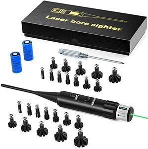 Tyseam Green Laser Bore Sighter Kit with 2 Sets of The Adapters for .17 to 12GA Caliber Rifle, Pistols, Handgun Universal Hunting Laser BoreSighter Kit, Universal Bore Sight with Button Switch Battery