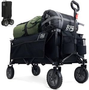 TIMBER RIDGE Chariot de Plage Pliable à roulettes Tout Terrain, Chariot de Jardin Poignée Réglable Charrette pour Extérieur Camping Pique-Nique BBQ Match Support 100kg