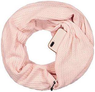 Pop Fashion Warmin-Up Pocket Scarf - Lightweight Knot Travel Scarves, Infinity Scarves with Zipper Pockets - Pink - One Size