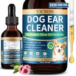 VICSOM Ear Drops for Dogs Ear Infection, Dog Ear Cleaner for Itch Relief Gentle Ear Wax Removal, Support Yeast Infection & Ear Mite, Odour Control and Ear Health Care Solution, 2 fl oz (60ml)