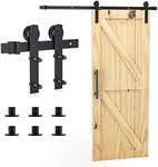 Signstek 6.6FT/200CM Sliding Barn Door Kit for Internal Wooden Sliding Door Wardrobe Track - for Interior Hardware Doors Black (I Shape Hanger)