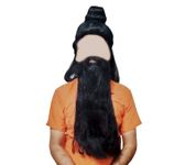 Chuz N Pick Rishi Muni Vishwamitra Wig and Beard Set for Stage Shows, saadhu daadi - Free Size,Teens and Kids 14+ (Black)