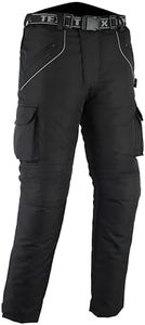 Texpeed Mens All Black Waterproof Armoured Motorcycle Motorbike Biker Trousers/Pants With CE Armour (EN 1621-1) - 34W / 32L