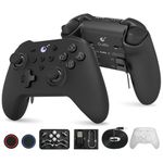 No Drift Stick Guli Kit KK3 Max Bluetooth Controller, Kingkong 3 Max Wireless Controller for Switch/Switch OLED, Hall Effect Joystick & Triggers, Maglev/Rotor/HD Vibration, Hyperlink Adapter (Black)